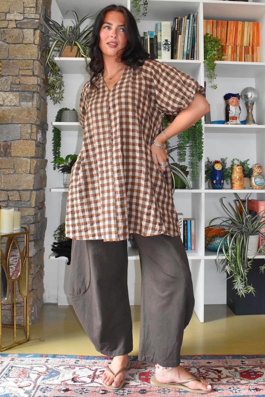 Bibi Gingham Pocket Tunic Naturals